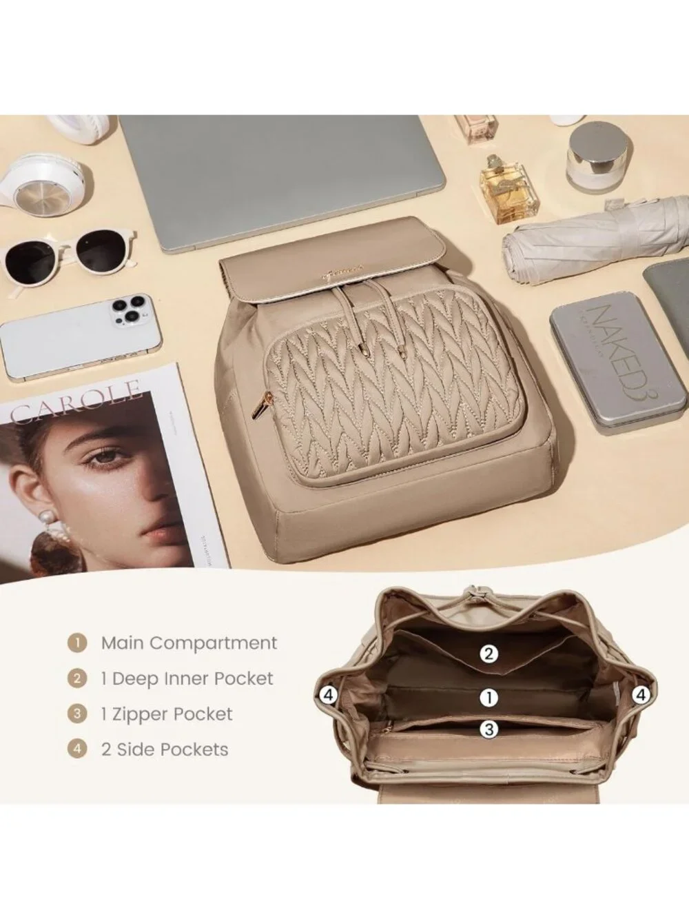 Chic Mini Backpack Purse for Women | Cute Daypack with Anti-Theft Pocket for